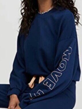 Mother Move It The Loosen Up Crop Sweatshirt Blue